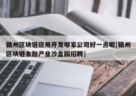 赣州区块链应用开发哪家公司好一点呢[赣州区块链金融产业沙盒园招聘]